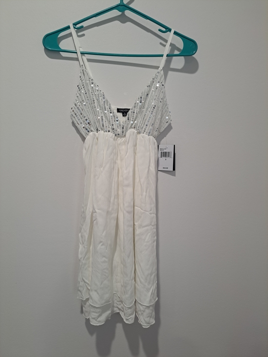 Forever 21 Other - Forever 21 White Sequin Babydoll Slip Dress